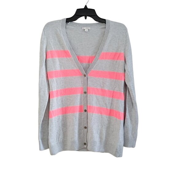 Gap Women's  Button Up Cardigan Sweater Size Medium Gray Pink Long Sleeve - Picture 1 of 3